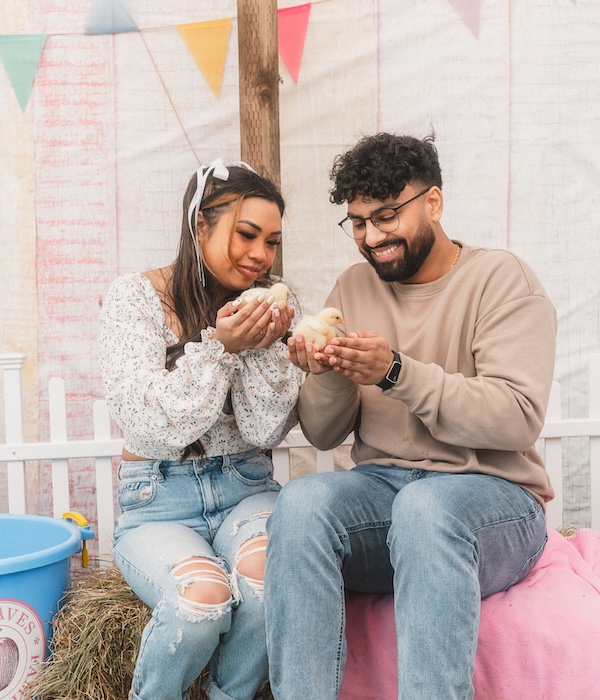 An apple being u-picked during the Magic of Sunflowers Experience or Magic of Fall Experience