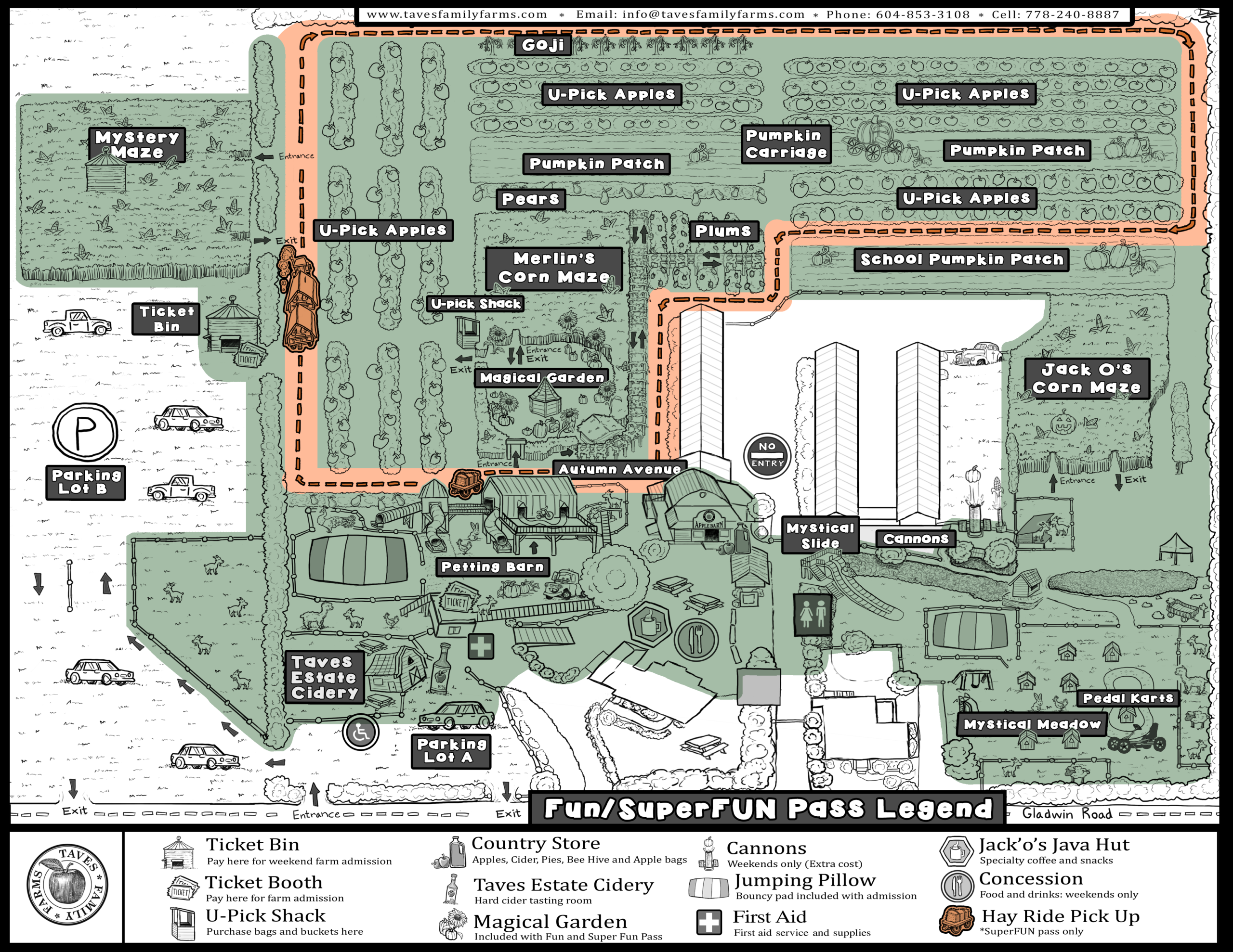 Map for the Magic of Fall Fun & SuperFUN Pass legend